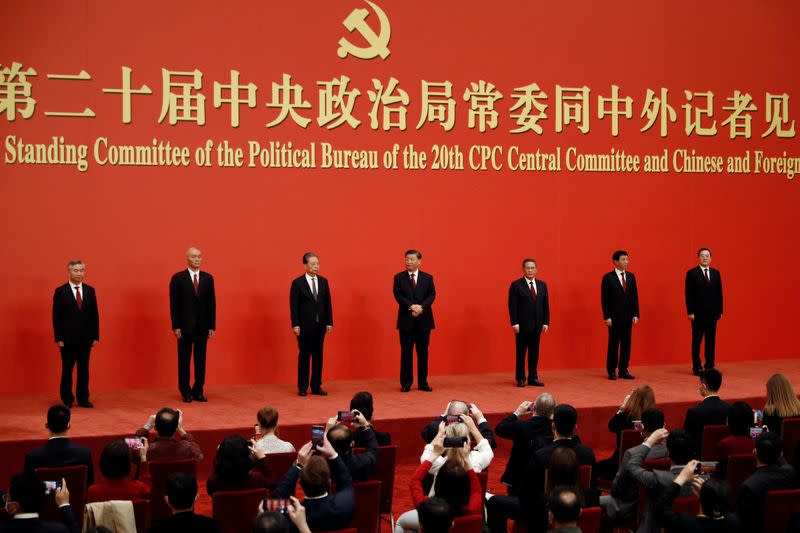 New Politburo Standing Committee members in Beijing