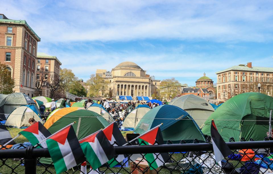 <h1 class="title">'Gaza Solidarity Encampment' entered its one-week at Columbia University</h1><cite class="credit">Anadolu/Getty Images</cite>