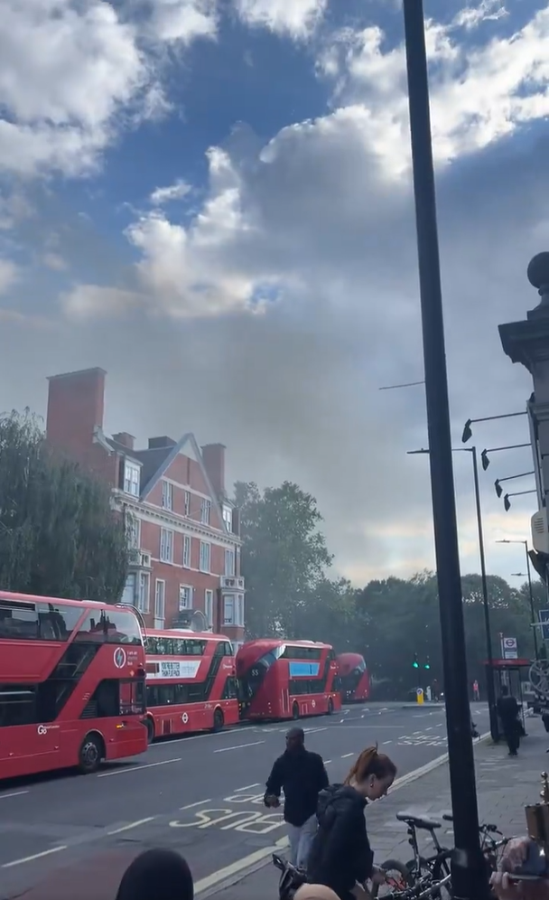 Smoke billows from a building in Hackney