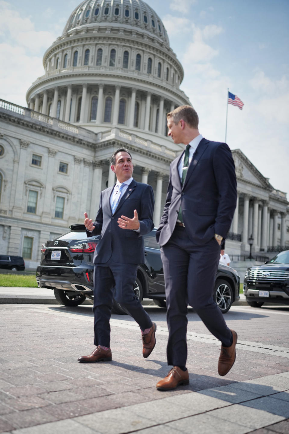 Rep. Pete Aguilar, D-Calif., speaks to NBC News correspondent Garrett Haake on Capitol Hill on June 15, 2022. (Frank Thorp V / NBC News)