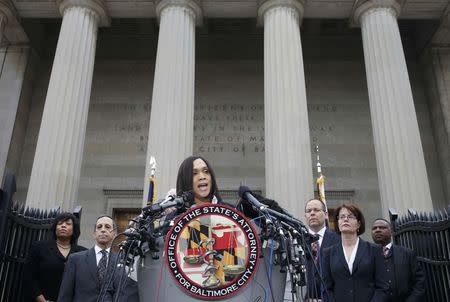 Baltimore state attorney Marilyn Mosby speaks on the Freddie Gray case in Baltimore, Maryland May 1, 2015. REUTERS/Adrees Latif