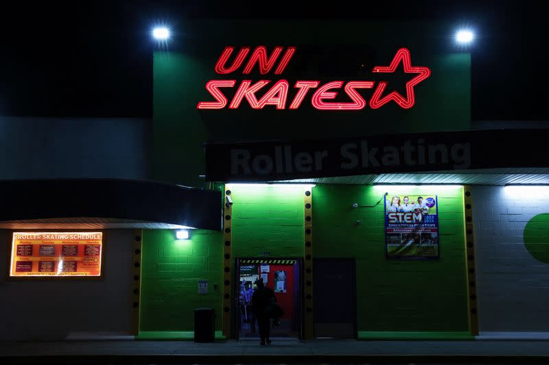 New York's Long Island Roller Rebels practice at the United Skates of America Roller Skating facility in Massapequa, New York