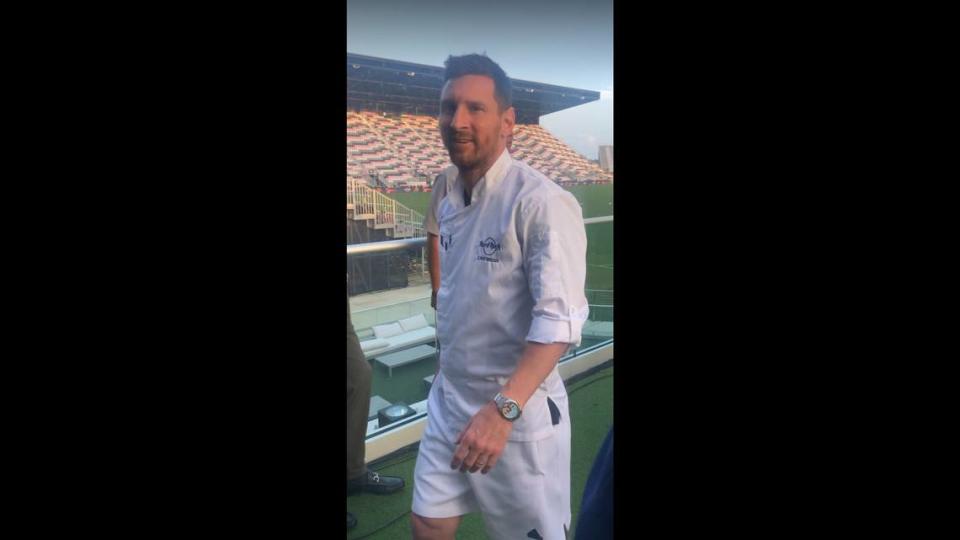 To celebrate the launch of his Hard Rock Messi Kids Menu, Inter Miami soccer star Lionel Messi hosted an event at DRV PNK Stadium in Fort Lauderdale on Oct. 2, 2023