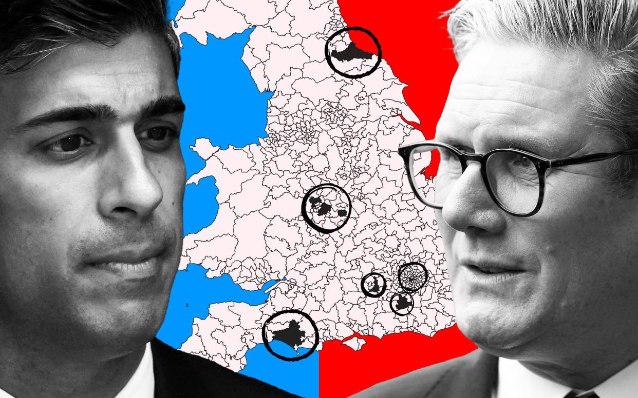 Sunak and Starmer election battlegrounds