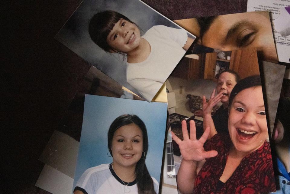 Childhood photographs of Jackie Defoe, who was killed in March 2020 at Tammy Suomi’s home (Reuters)