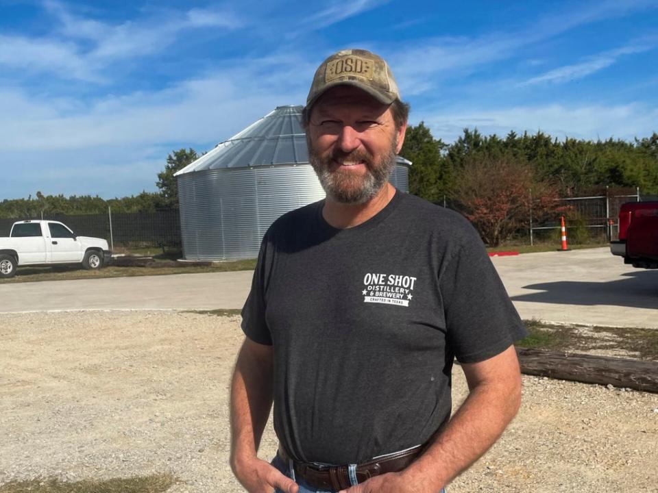 Retired Colonel in the Army Reserves, Phil Waldron, poses for a photo at his distillery, One Shot Distillery and Brewery, in Dripping Springs, Texas (REUTERS)