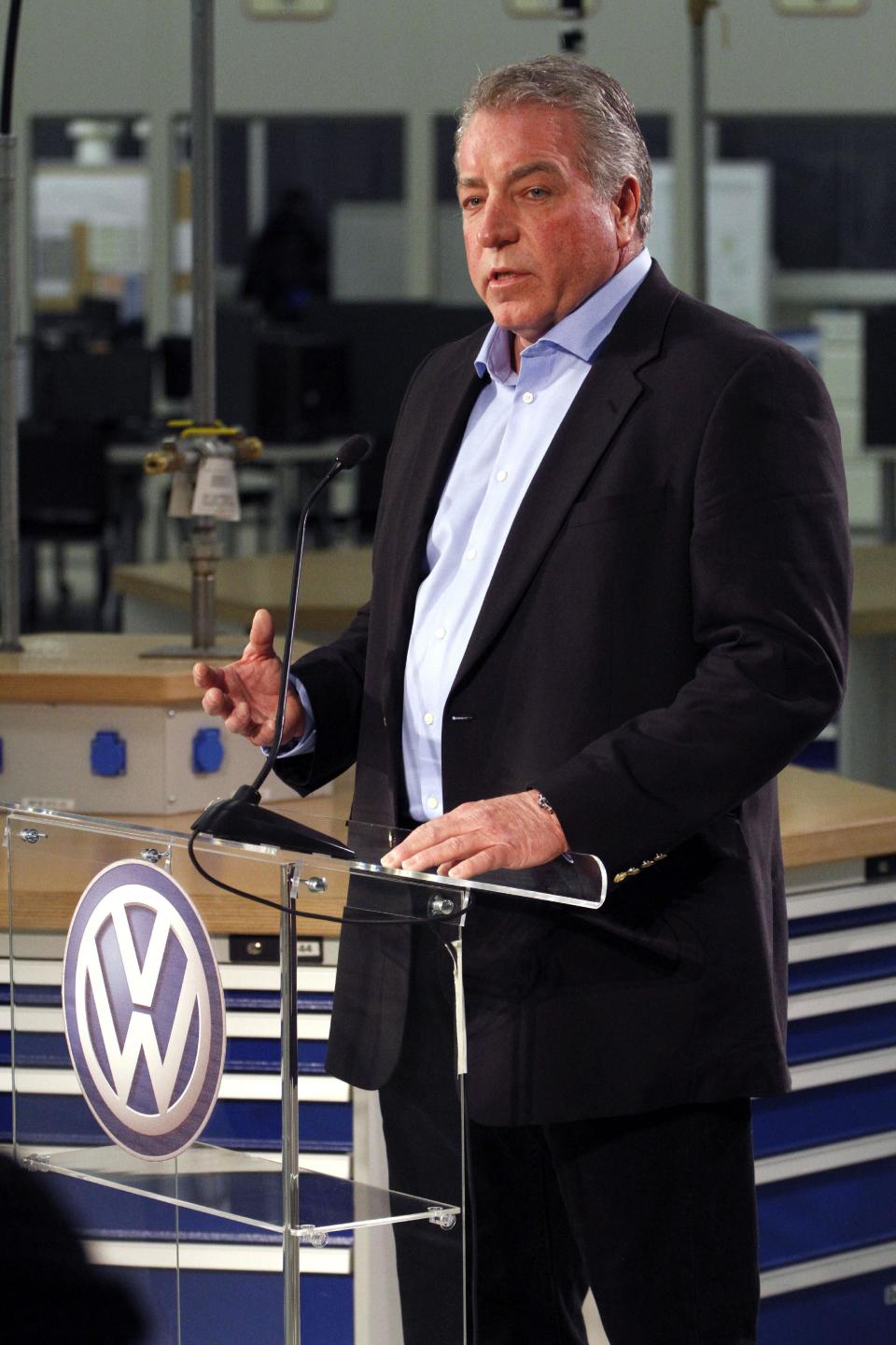 Gary Casteel, a regional director for the United Auto Workers, discusses the union's loss in a union election at the Volkswagen plant in Chattanooga, Tenn., on Friday, Feb. 14, 2014. The 712 to 626 vote is a devastating blow to the union and its efforts to organize other Southern plants run by foreign automakers. (AP Photo/Chattanooga Times Free Press, Dan Henry) THE DAILY CITIZEN OUT; NOOGA.COM OUT; CLEVELAND DAILY BANNER OUT; LOCAL INTERNET OUT