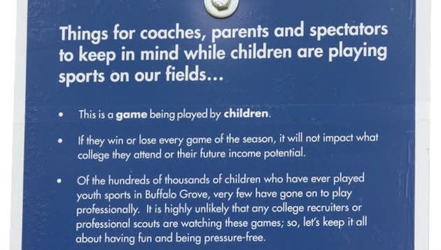 These signs are now on display at Buffalo Gap fields to warn parents — Buffalo Gap Parks Department