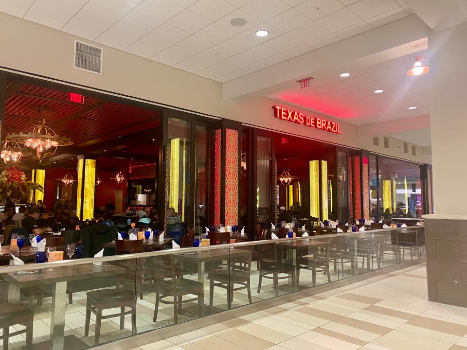 exterior shot of a texas de brazil steak house inside a mall