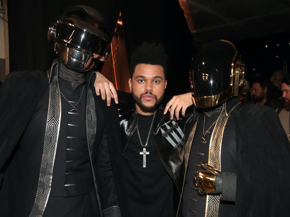 The Weeknd with Daft Punk at the Grammys in 2017Getty for NARAS