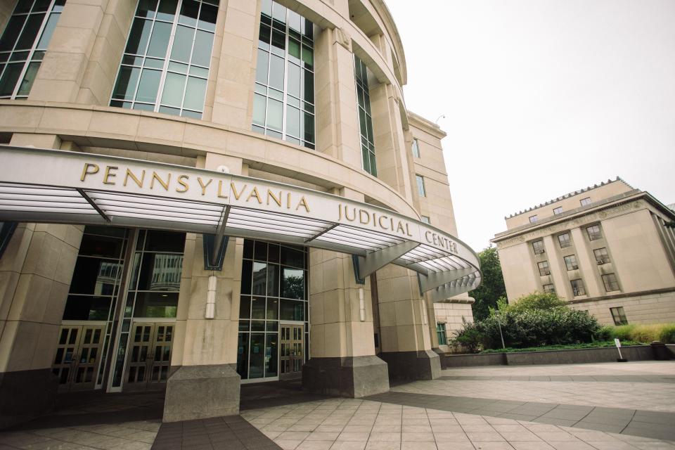 The Pennsylvania Judicial Center in Harrisburg, where the state Supreme Court meets to hear cases.