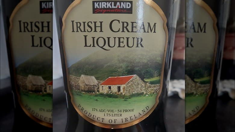 Bottle of Kirkland Irish Cream liqueur