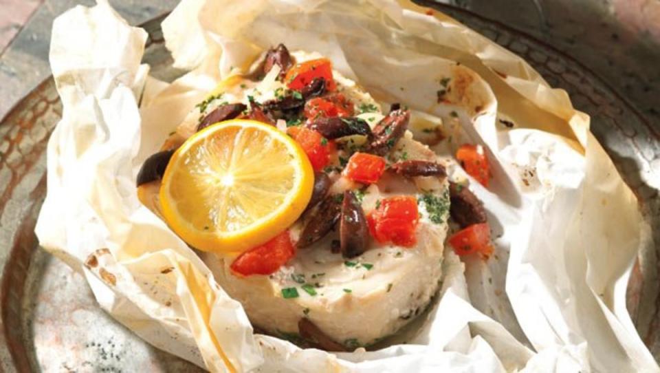 <p>Bella Sera</p><p>Buttery swordfish is baked to perfection in parchment paper. Serve with your favorite pasta.</p><p><strong>Get the recipe: <a href="/27224/bellaserasponsoredrecipe/mediterranean-parchment-baked-swordfish/" data-ylk="slk:Mediterranean Parchment Baked Swordfish;elm:context_link;itc:0;sec:content-canvas" class="link ">Mediterranean Parchment Baked Swordfish</a></strong></p>