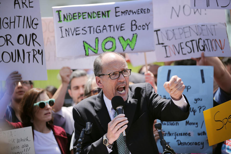 Democratic National&nbsp;Committee Chairman Tom Perez is facing criticism for ousting&nbsp;backers of his former DNC rival. (Photo: Chip Somodevilla/Getty Images)