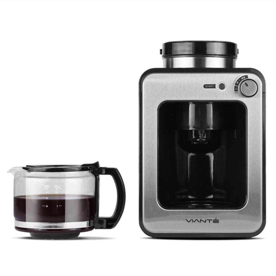 <p>Café Vianté</p><p><strong>$79.99</strong></p><p><a href="https://cafeviante.com/product/mini-grind-and-brew-coffee-maker/" rel="nofollow noopener" target="_blank" data-ylk="slk:Shop Now;elm:context_link;itc:0;sec:content-canvas" class="link ">Shop Now</a></p><p>Good things come in small packages. Compact with a modern design, the <strong><a href="https://cafeviante.com/product/mini-grind-and-brew-coffee-maker/" rel="nofollow noopener" target="_blank" data-ylk="slk:Café Vianté Mini Grind and Brew Coffee Maker;elm:context_link;itc:0;sec:content-canvas" class="link ">Café Vianté Mini Grind and Brew Coffee Maker</a></strong> quickly brews up one to two cups of coffee at a time. It's perfect if you want something that can be stowed away after use, plus its small size and blade grinder make it very affordable.</p>