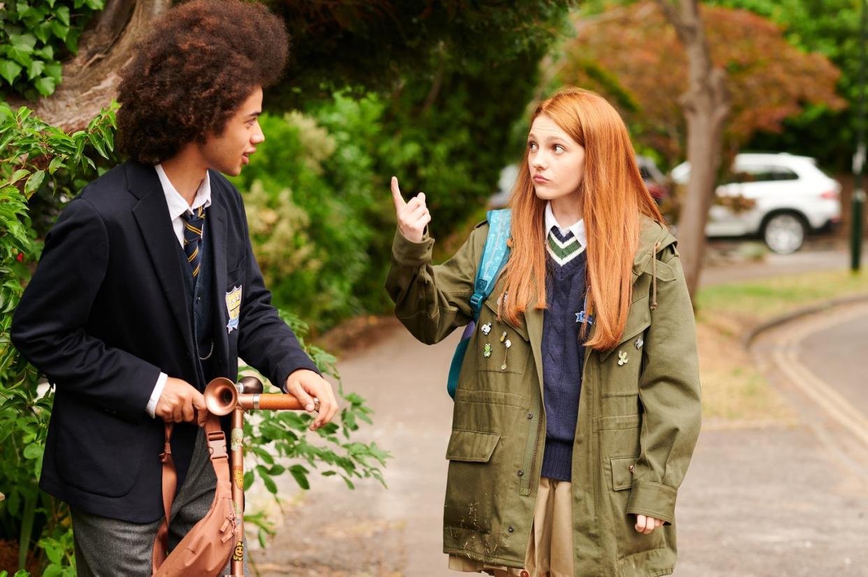 zac looker as toby pilgrim, emily carey as harriet manners, geek girl