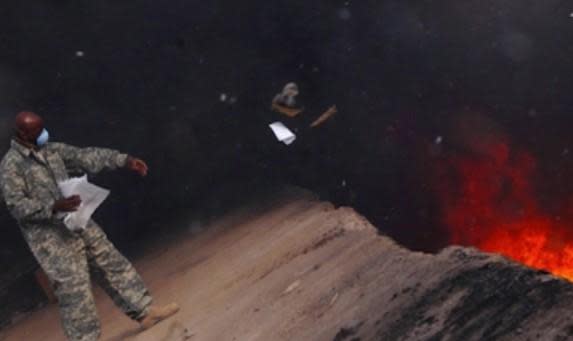 A burn pit on an overseas U.S. military base. / Credit: CBS News