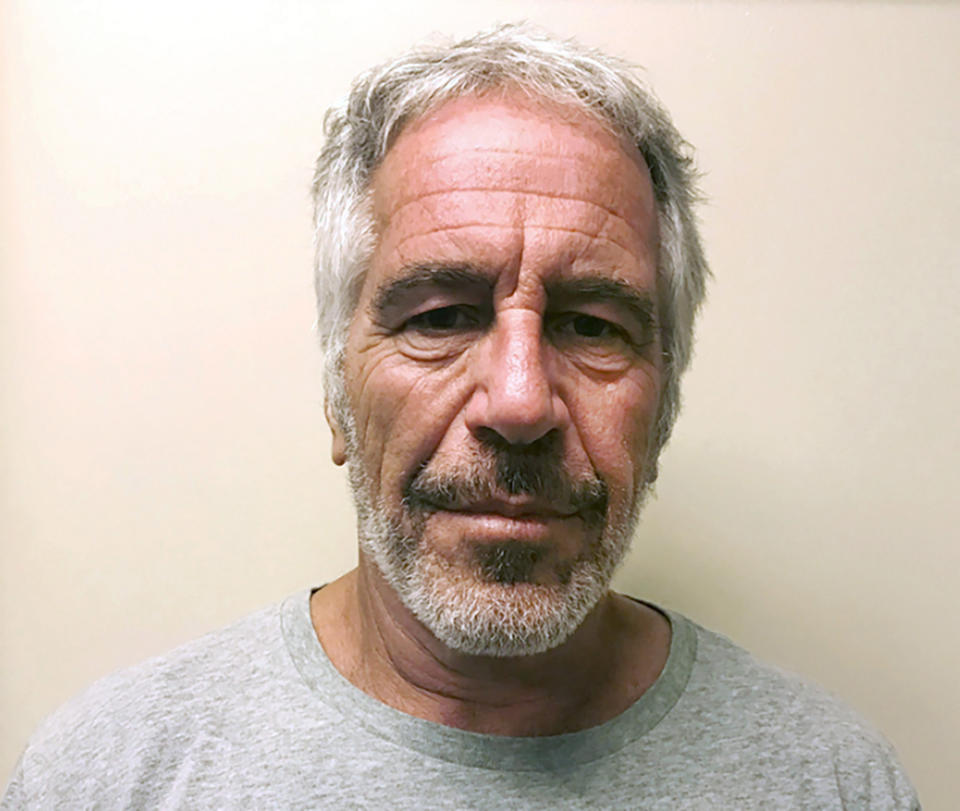 FILE - This March 28, 2017, file photo, provided by the New York State Sex Offender Registry, shows Jeffrey Epstein. The filmmakers behind the Lifetime docuseries “Surviving Jeffrey Epstein” have had to regroup twice ahead of its Sunday premiere. First was after Epstein died by suicide in his prison cell last August after his arrest on sex trafficking charges. And again one month ago when Ghilaine Maxwell was arrested on federal charges that she acted as a recruiter for the financier. The producers added more of Maxwell's story and changed the final episode to focus on her alleged grooming of potential victims. (New York State Sex Offender Registry via AP, File)