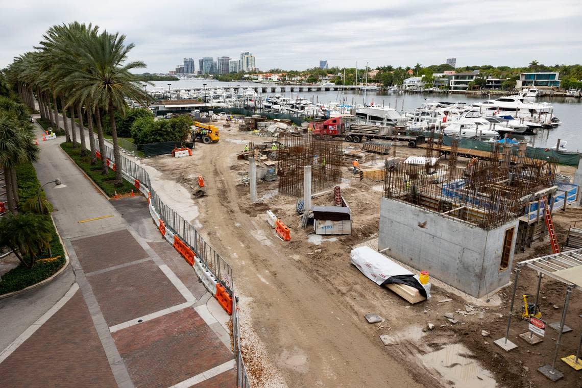 The construction of the Vita condo building has torn up roadways on Grove Isle.