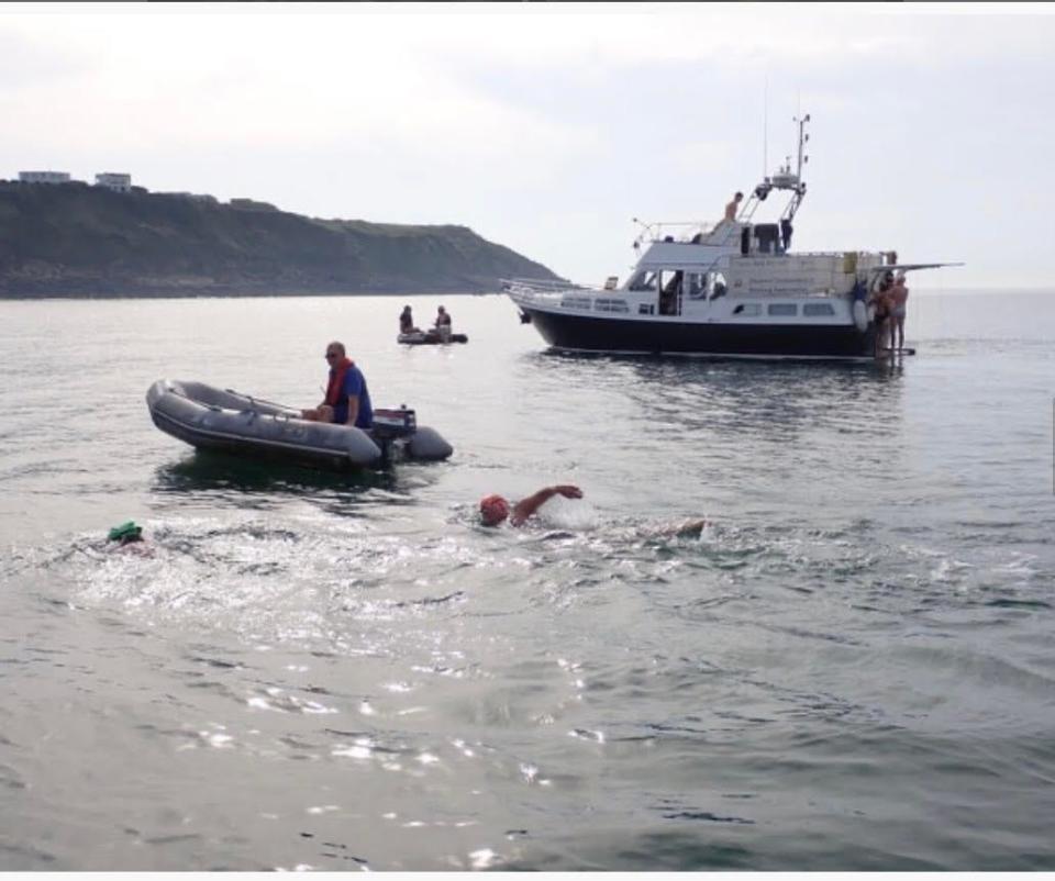 Sarasota's Allen Hillman nears the end of his swim across the English Channel.