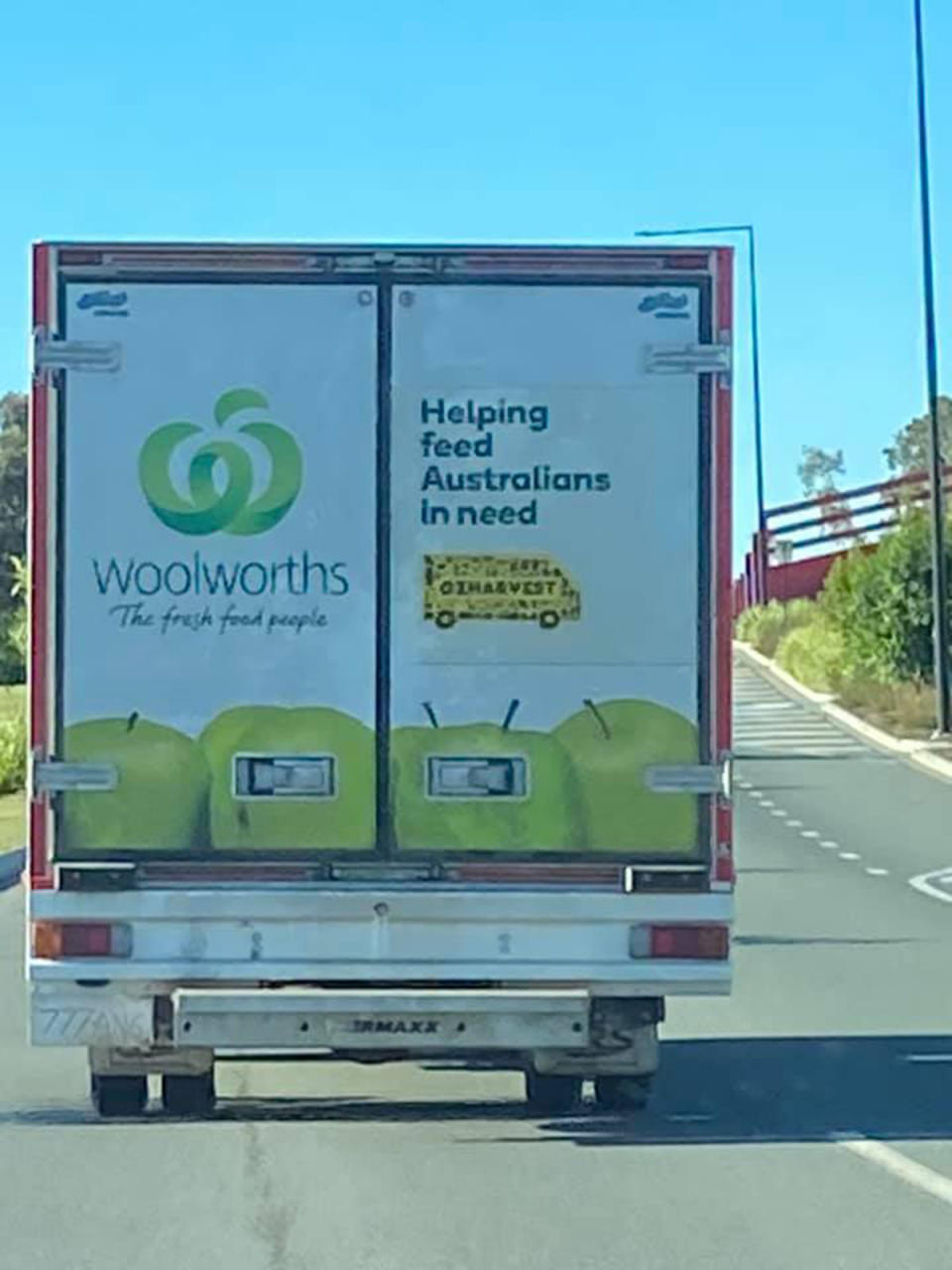 Woolworths delivery truck with no registration plate.