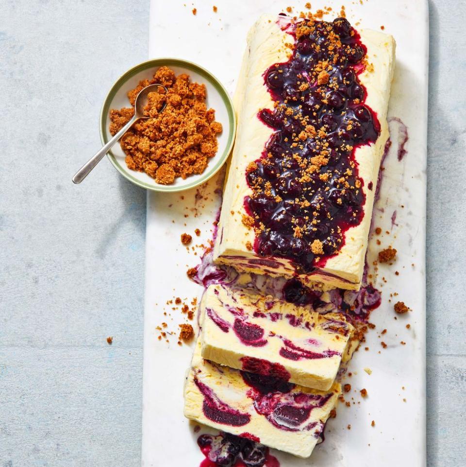 Blueberry Crème Fraîche Semifreddo With Pecan Crumble