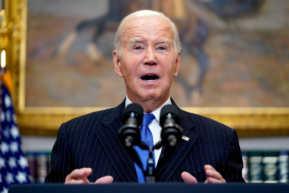 President Joe Biden speaks Oct. 6 at the White House. The U.S.-Mexico border and immigration are creating political and security challenges for President Joe Biden. Even some of his top allies worry about those issues' effects on his reelection chances.