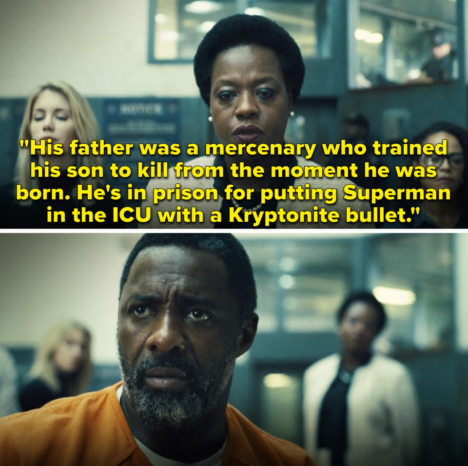 Amanda saying, "He's in prison for putting Superman in the ICU with a Kryptonite bullet"