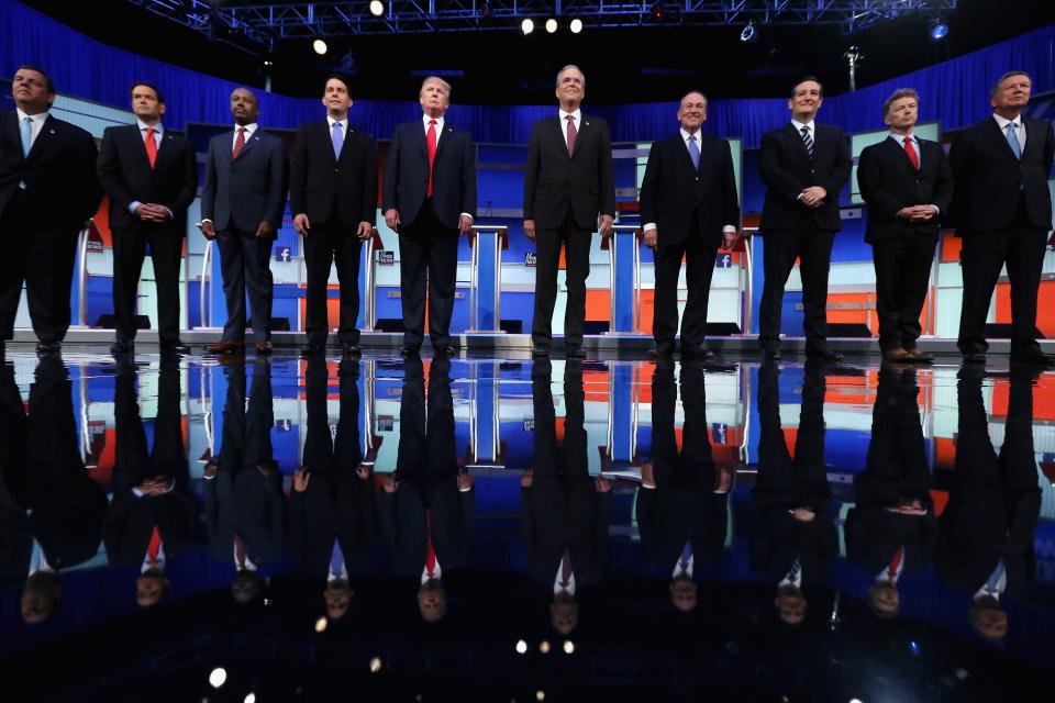 Republican presidential candidates at the Republican debate in Ohio in 2015