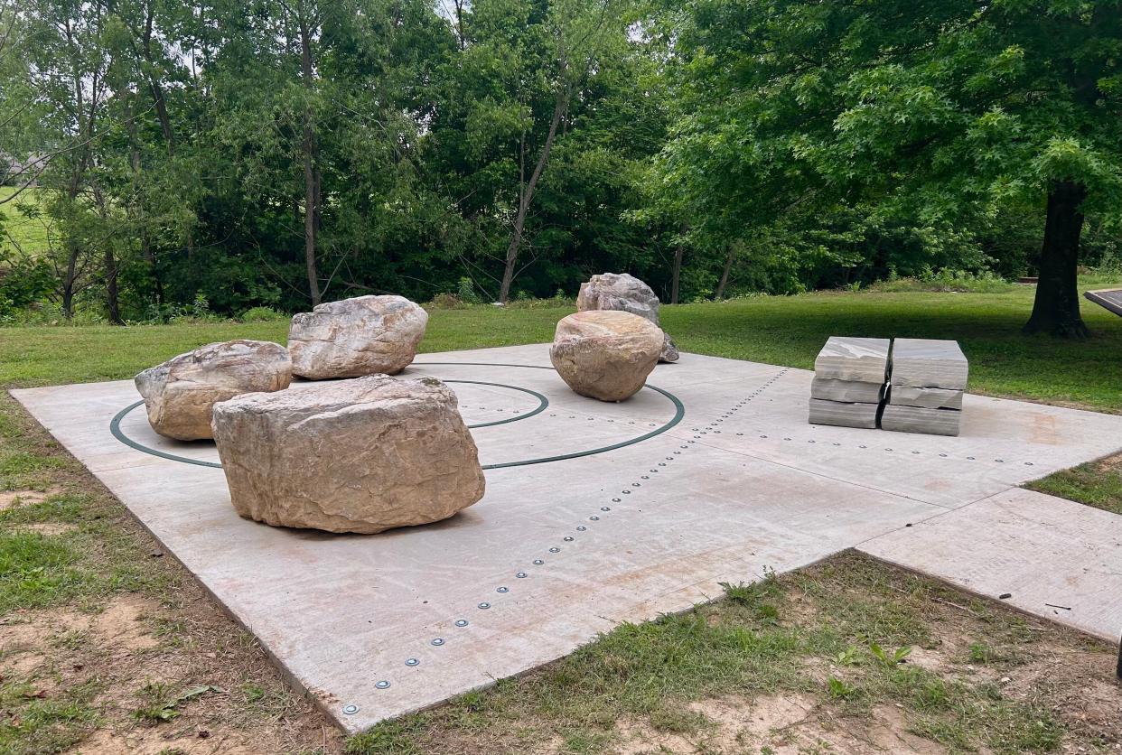 The new Living Stones art installation commemorating African-American trailblazers was unveiled at Shirlene Mercer Park on Wednesday in Jackson, Tenn.