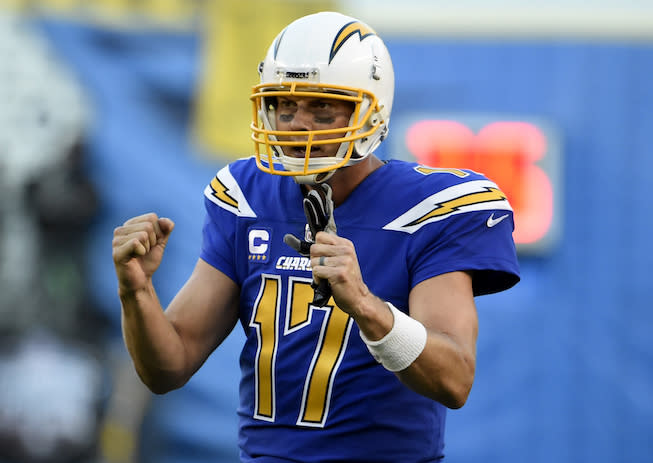 Draft Philip Rivers this year and you’ll throw up exclamatory fist pumps all season long. (AP)