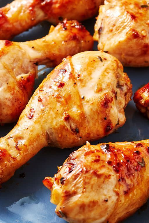 <p>The only time we really think about eating chicken drumsticks is when we <a href="https://www.delish.com/uk/cooking/recipes/a28926109/classic-roast-chicken-recipe/" rel="nofollow noopener" target="_blank" data-ylk="slk:roast a whole chicken;elm:context_link;itc:0;sec:content-canvas" class="link ">roast a whole chicken</a>. We forget to cook them on their own sometimes, but with this simple baked recipe we'll soon be cooking them all the time. After a quick marinade, these drumsticks bake in the oven in no time and stay extremely tender and juicy. The high heat helps the skin get nice and crispy for a perfectly baked drumstick!</p><p>Get the <a href="https://www.delish.com/uk/cooking/recipes/a30207114/easy-baked-chicken-drumstick-recipe/" rel="nofollow noopener" target="_blank" data-ylk="slk:Lemon Garlic Baked Drumsticks;elm:context_link;itc:0;sec:content-canvas" class="link ">Lemon Garlic Baked Drumsticks</a> recipe.</p>