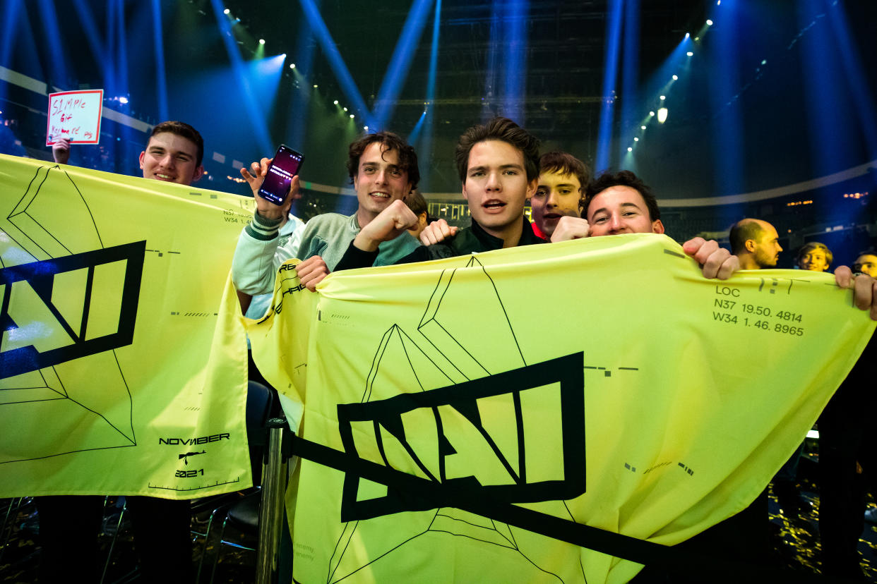 Fans of team Natus Vincere (Na'Vi) during the BLAST Premier Fall Final at Royal Arena on November 28, 2021 in Copenhagen, Denmark. (Photo: Joe Brady/Getty Images)