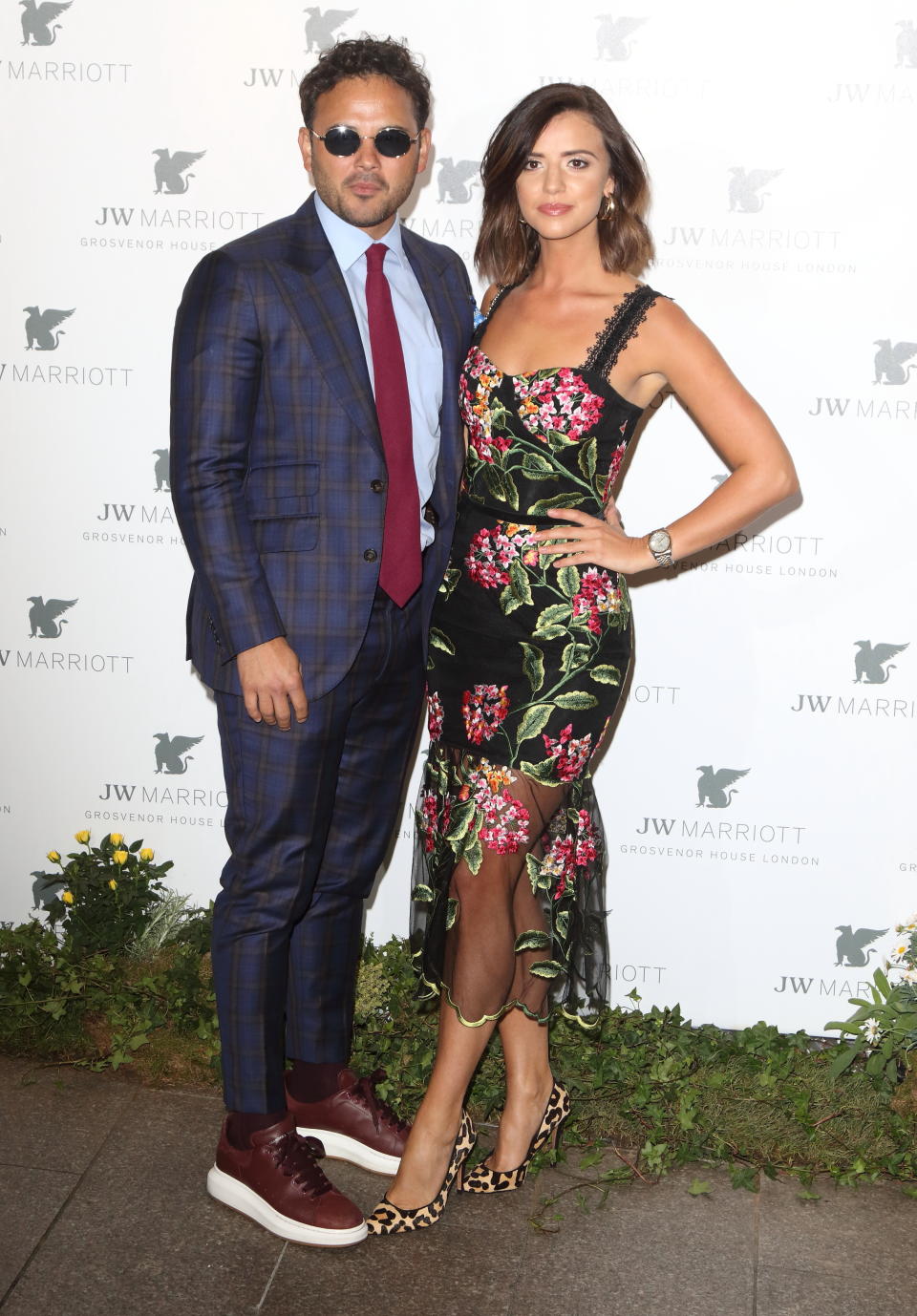 LONDON, UNITED KINGDOM - 2019/04/30: Ryan Thomas and Lucy Mecklenburgh at the JW Marriott Grosvenor House - 90th anniversary party at the JW Marriott Grosvenor House, Park Lane. (Photo by Keith Mayhew/SOPA Images/LightRocket via Getty Images)