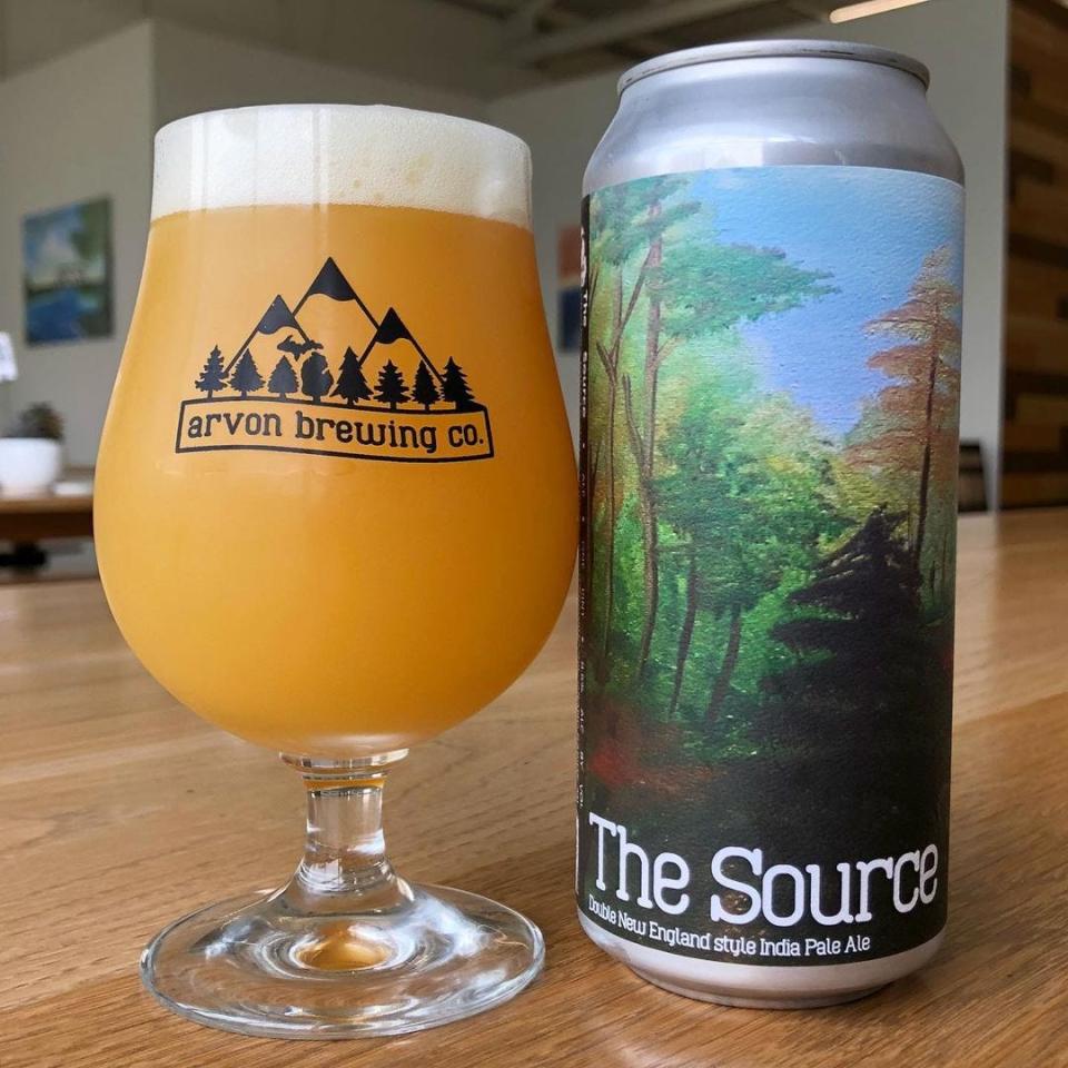The Source, a double IPA with Huell Melon, Hallertau Blanc and Mosaic hops, from Arvon Brewing Co.