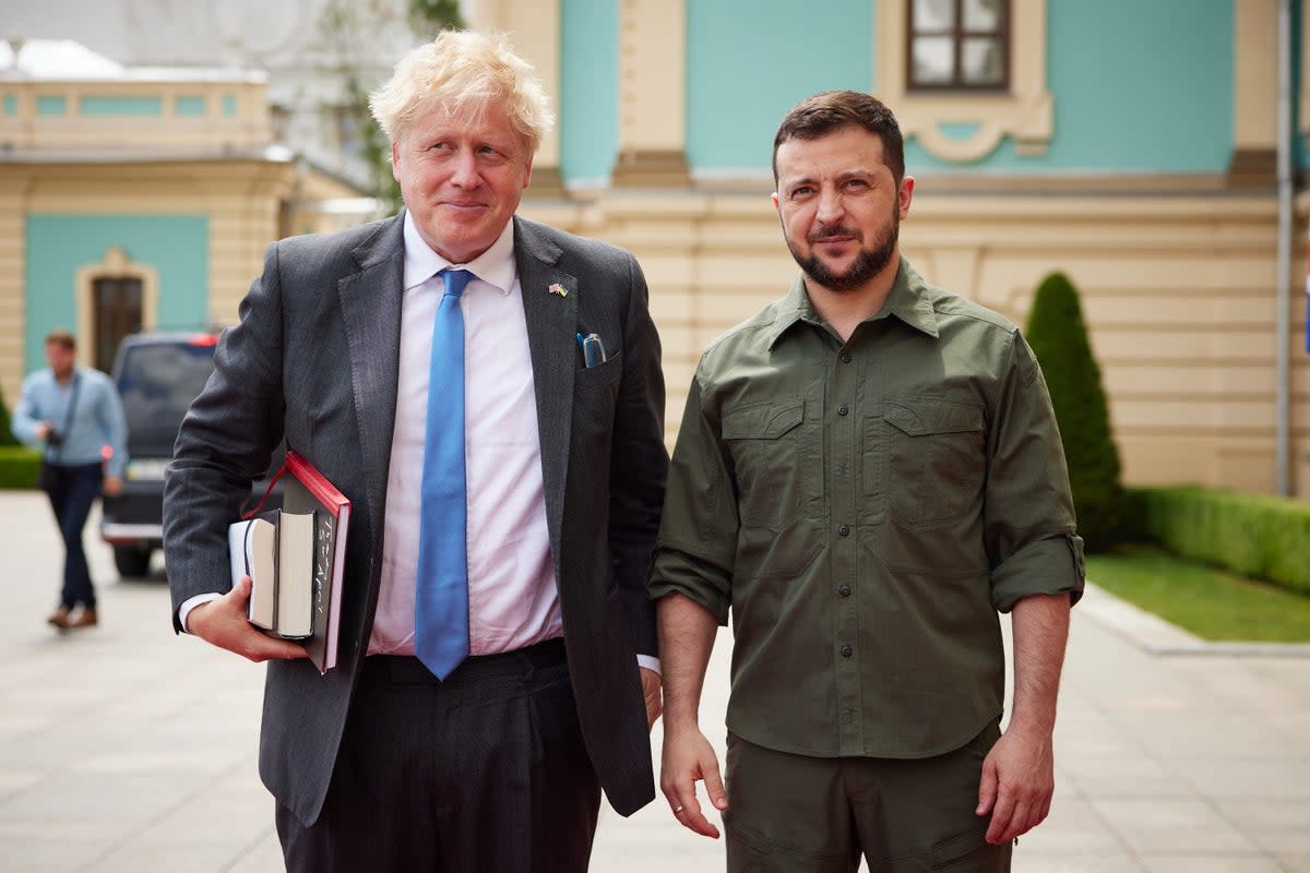 Boris Johnson with Ukrainian President Volodymyr Zelensky  (PA Media)