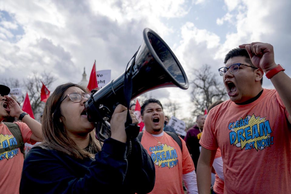 Immigration activists hold a rally on Capitol Hill