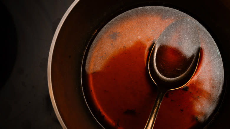 Red wine reduction in pan