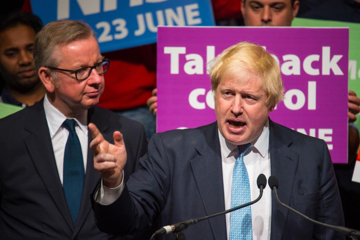 Leave campaign: Boris Johnson and Michael Gove at a Vote Leave campaign event in London: Dominic Lipinski/PA Wire