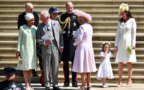 Doria Ragland with Prince Charles at the royal wedding - Credit: AFP