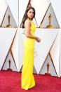 <p>There was no chance of missing 'Baby Driver' actress Eiza Gonzalez in her canary yellow Ralph Lauren.</p>