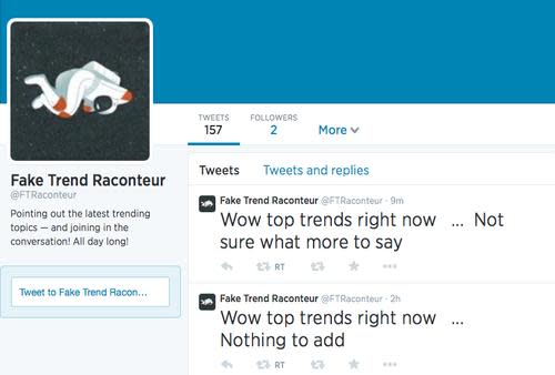 Fake Trend Raconteur Twitter profile