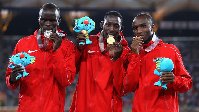 The Kenyans celebrate. Image: Getty