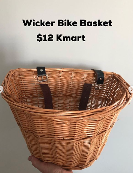 A woman took a $12 wicker bike basket from Kmart and transformed it. Photo: Instagram/lookwhat_i_found