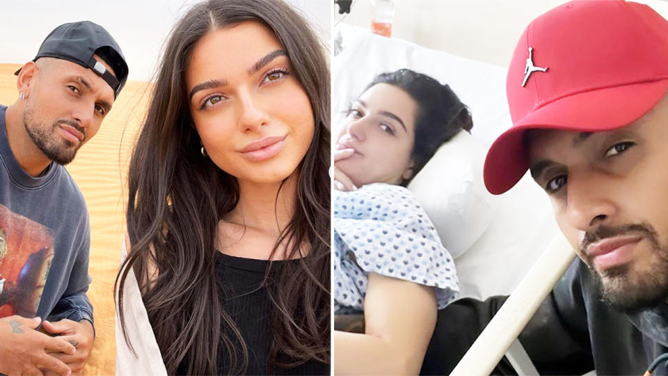 Nick Kyrgios' girlfriend Costeen Hatzi, pictured here in hospital in Mexico.