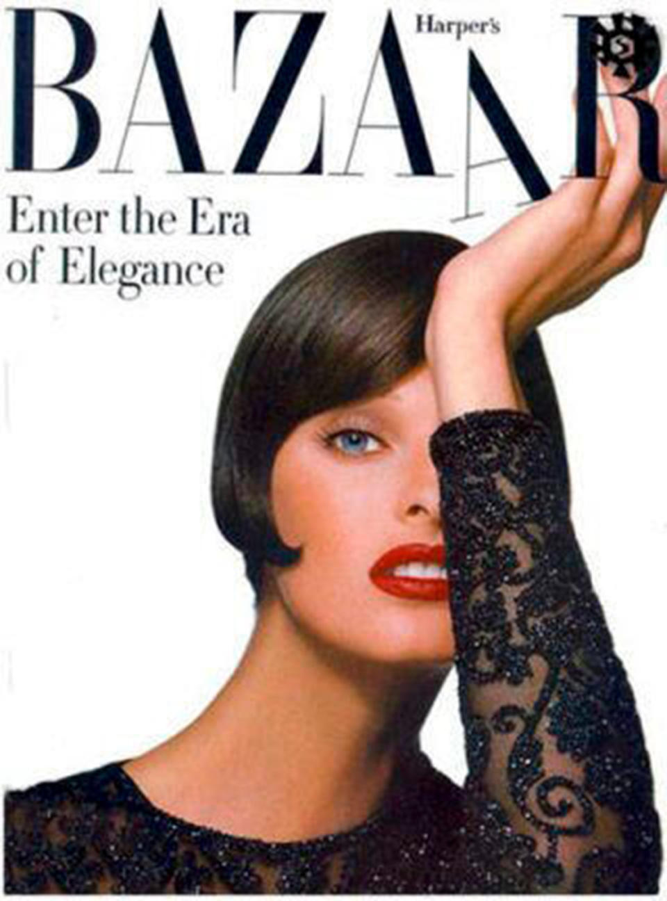 <p>Evangelista appeared on the cover of more than 700 magazines, including numerous issues of <em>Harper's Bazaar </em>and<em> Vogue. </em>Here she fronts <em>Harper's Bazaar</em> September 1992 issue photographed by famed photographer Patrick Demarchelier. </p>