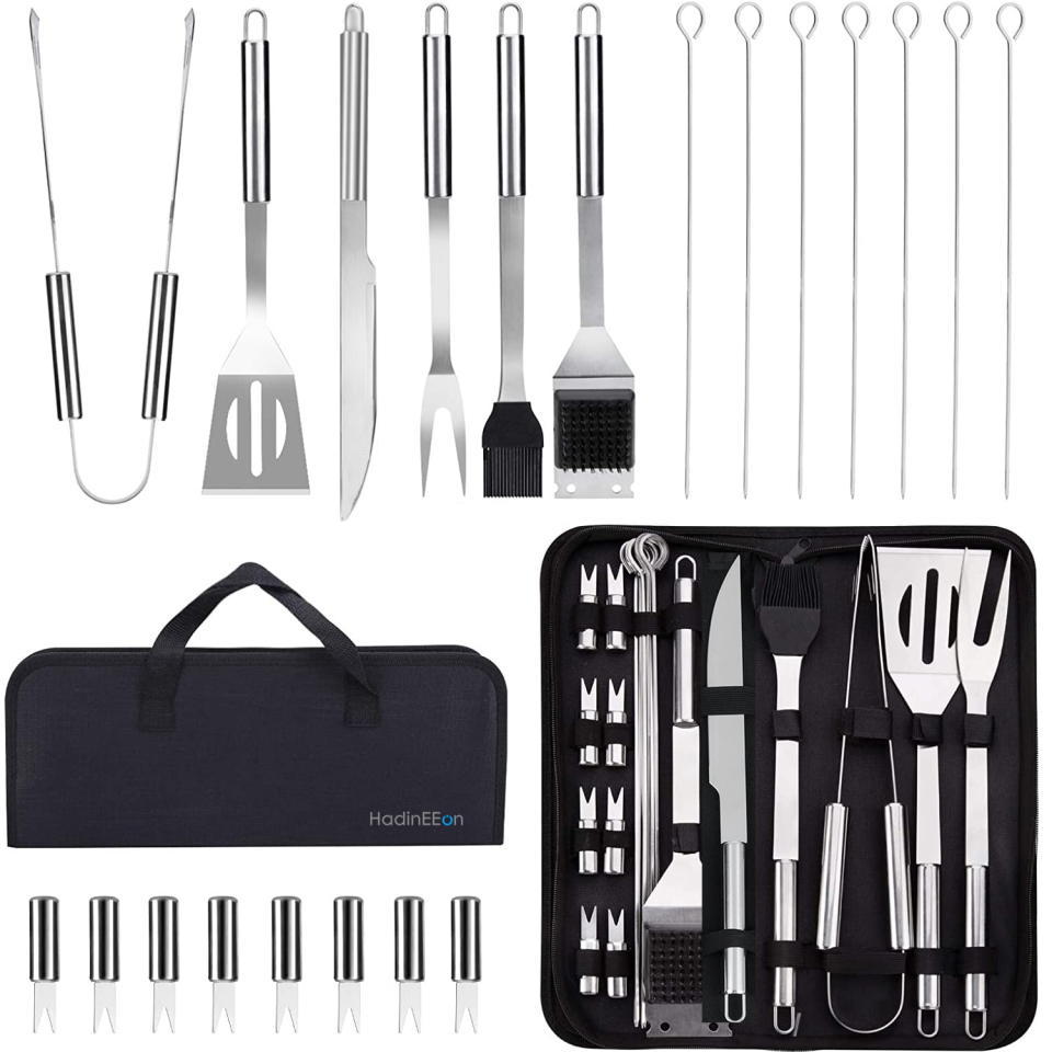<p><a href="https://go.redirectingat.com?id=74968X1596630&url=https%3A%2F%2Fwww.walmart.com%2Fip%2FBBQ-Set-Grilling-Tool-Kit-21-Pieces-Stainless-Steel-Barbecue-Utensil-Accessories-Premium-Complete-Indoor-Outdoor-Grill-Tool-Set-for-Friends-Family%2F295101193&sref=https%3A%2F%2Fwww.bestproducts.com%2Flifestyle%2Fg43851410%2Ffathers-day-gifts-from-walmart%2F" rel="nofollow noopener" target="_blank" data-ylk="slk:Shop Now;elm:context_link;itc:0;sec:content-canvas" class="link ">Shop Now</a></p><p>21-Piece Grilling Tool Set </p><p>$21.99</p><p>walmart.com</p>