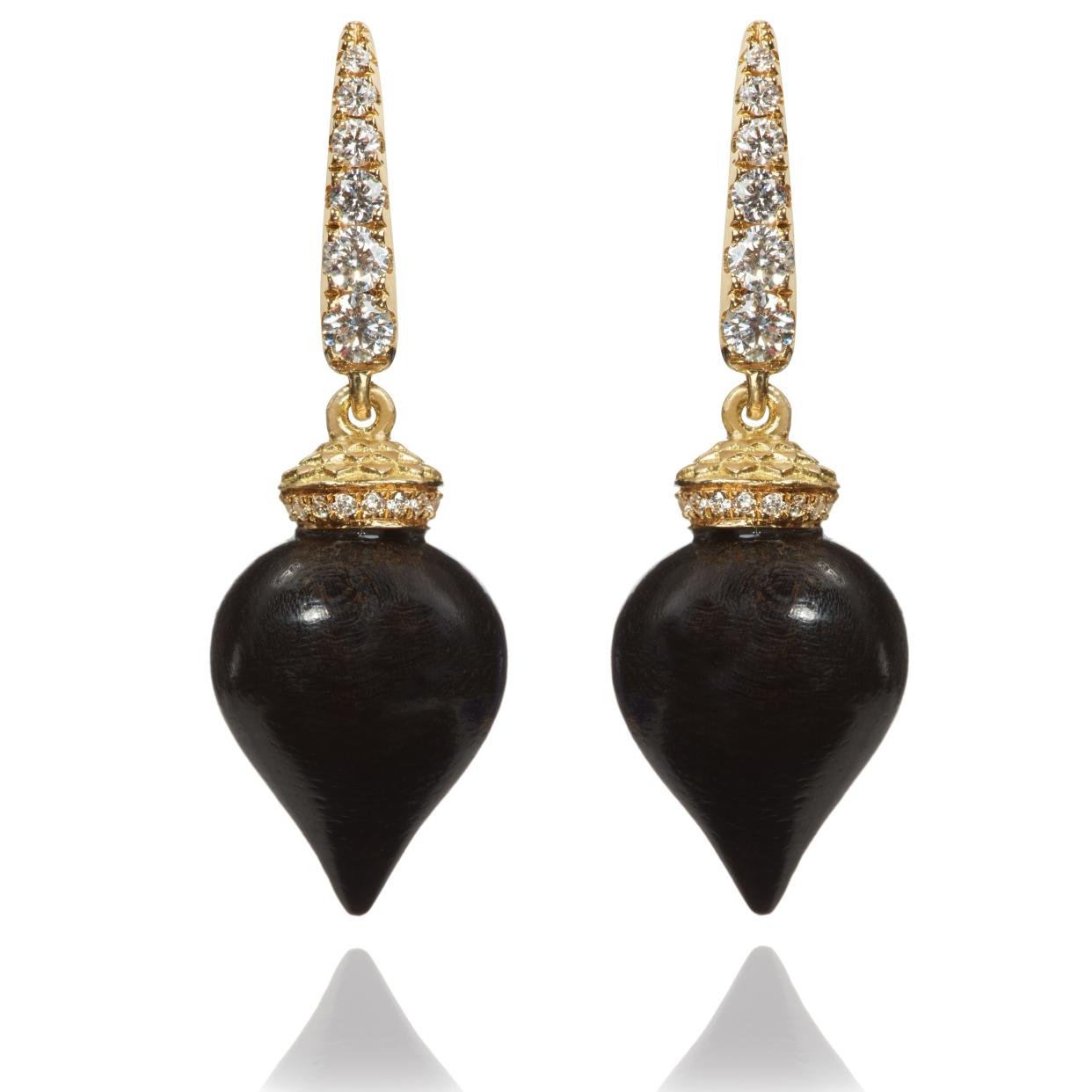 Annoushka Touch Wood earrings in 18ct yellow gold with diamonds and ebony, £2,200