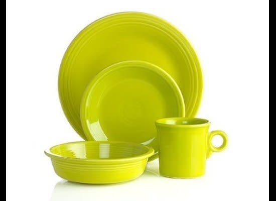 Add a splash of color to your table settings with <a href="http://www1.macys.com/shop/product/fiesta-dinnerware-4-piece-place-setting?ID=5747&CategoryID=53629&LinkType=PDPZ1" target="_hplink">dishware in a bold shade of lemon</a>. The eye-catching color will look striking against a simple white table cloth.