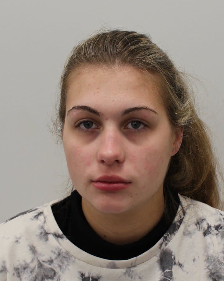 Mug shot of Alexis Bell, 20, who has been sentenced to three years in jail. Source: Twitter/CourtNewsUK